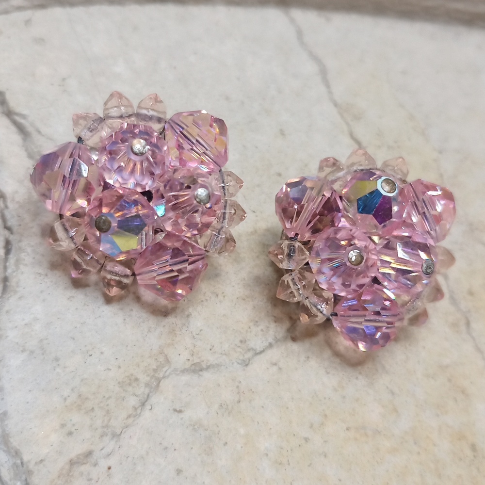 Vintage Pink AB Crystal Earrings